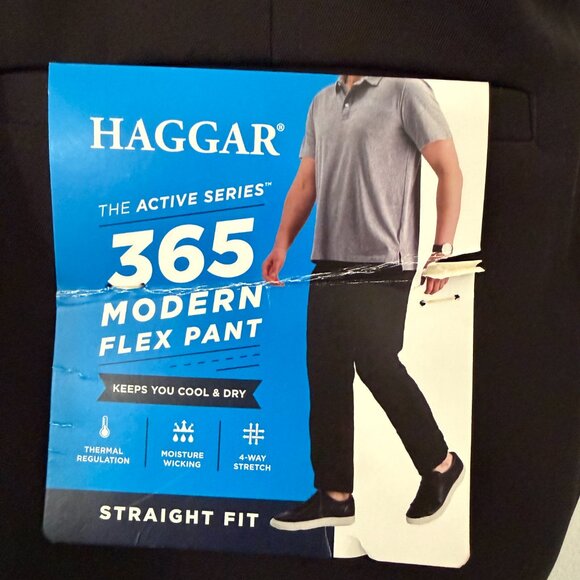 Haggar The Active Series 365 Modern Flex Pant Black 34W x 29L Straight Fit | New - Picture 7 of 7